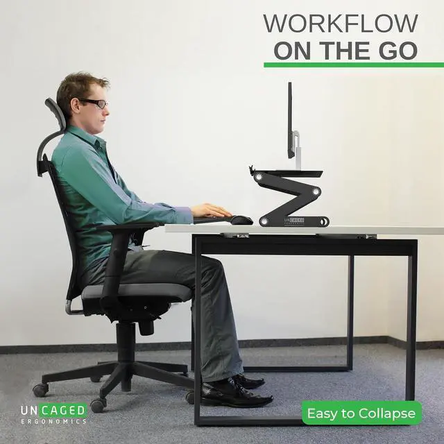 Alt view image 7 of 7 - WorkEZ Monitor Stand, Single Mount Height Adjustable Monitor Riser for Desk, Ergonomic Desktop Computer Stand