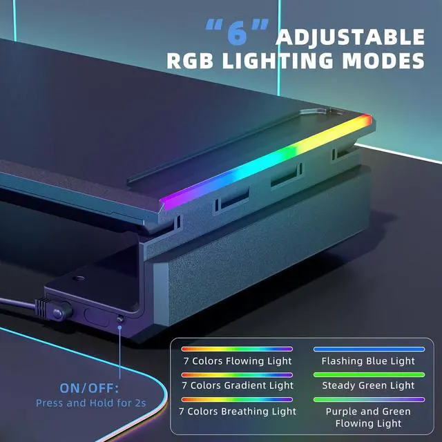 Alt view image 2 of 7 - Heymaster Monitor Stand for Desk, Gaming Monitor Riser with RGB Light, Foldable Computer Monitor Stand Riser, Desk Organizers and Accessories for Desktop, Printer (Black)