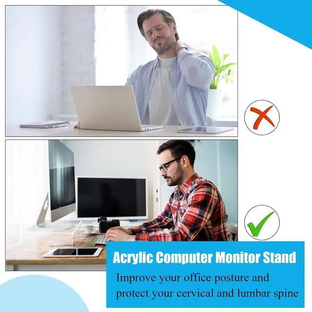 Alt view image 4 of 6 - Jetec 2 Pcs Acrylic Monitor Stand Desktop Video Acrylic Monitor Riser Desk Shelf Computer Stand for Laptop TV Computer Screen Desk Organizer Teacher's Day Supplies (Clear, 12 x 8 x 3 Inch)