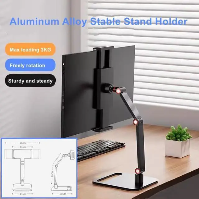 Alt view image 7 of 7 - Portable Monitor Holder for 12-17.3 Inch Screen Desk Holder Metal Stand 16 Inch Universal Expandable Display Base 12.9inch Tablet Stand Adjustable Portable Monitor Desktop Clamp Stand