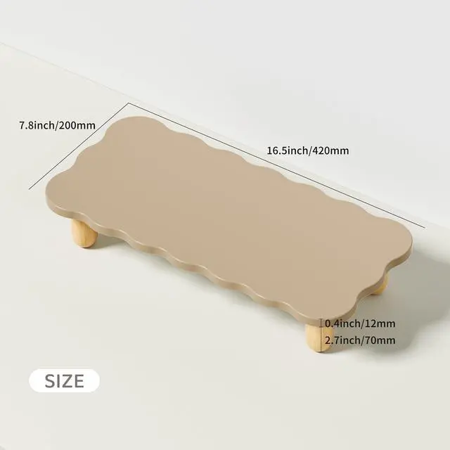 Alt view image 6 of 7 - Monitor Stand Riser,Cookie-Shaped Sturdy Wood Computer Monitor Stand, Monitor Stand Riser, Multi-Purpose Desktop Organizer Riser for Computer,Laptop,Printer,TV,khaki