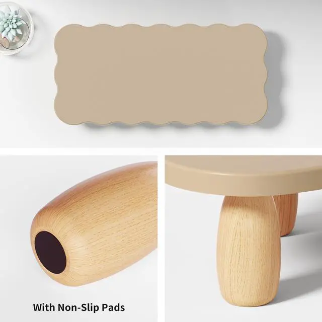 Alt view image 7 of 7 - Monitor Stand Riser,Cookie-Shaped Sturdy Wood Computer Monitor Stand, Monitor Stand Riser, Multi-Purpose Desktop Organizer Riser for Computer,Laptop,Printer,TV,khaki