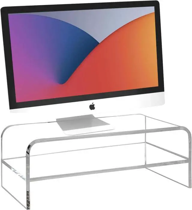Alt view image 6 of 6 - Acrylic Monitor Stand, 2 Tier Computer Monitor Stand Riser16 inch Acrylic Computer Monitor Stand Riser for iMac, PC, Desktop, Laptop, TV Screen with Extra Storage Space Home Office