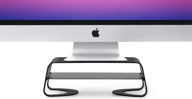 Alt view image 2 of 5 - Twelve South Curve Riser Monitor Stand | Ergonomic Desktop Stand with Storage Shelf for iMac and Displays, Matte Black