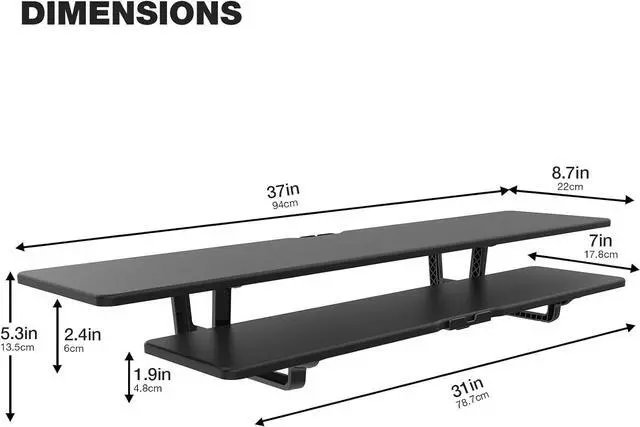 Alt view image 3 of 7 - Dual Monitor Stand, 2-Tier Wood Monitor Riser with Storage Organizer and Cable Management, Black