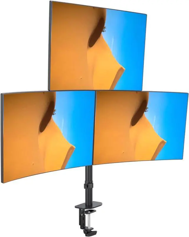 Main image of Pholiten Triple Monitor Stand,13 to 27 inch LCD Monitor Desk Mount,Extra Tall 31.5 inch Pole Heavy Duty Fully Adjustable Stand Mount