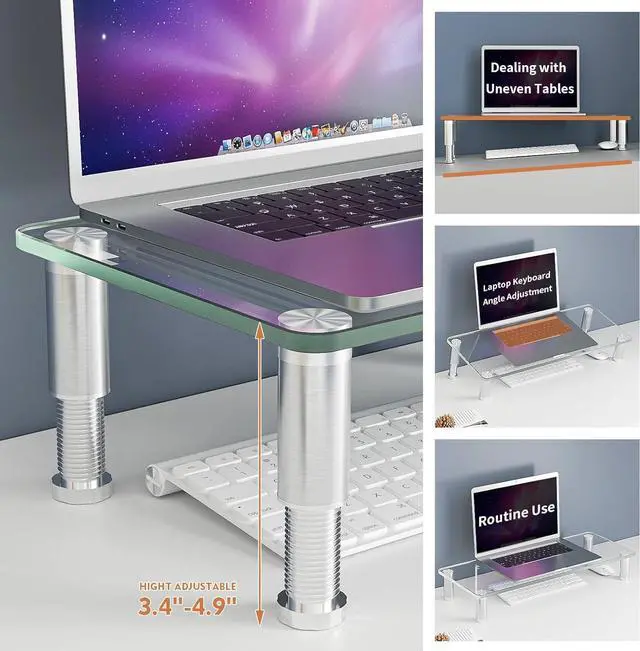 Alt view image 2 of 7 - Hemudu Clear Computer Monitor Riser with Height Adjustable Multi Media Desktop Stand for Flat Screen LCD LED TV, Laptop/Notebook/Xbox One,HD01T-001