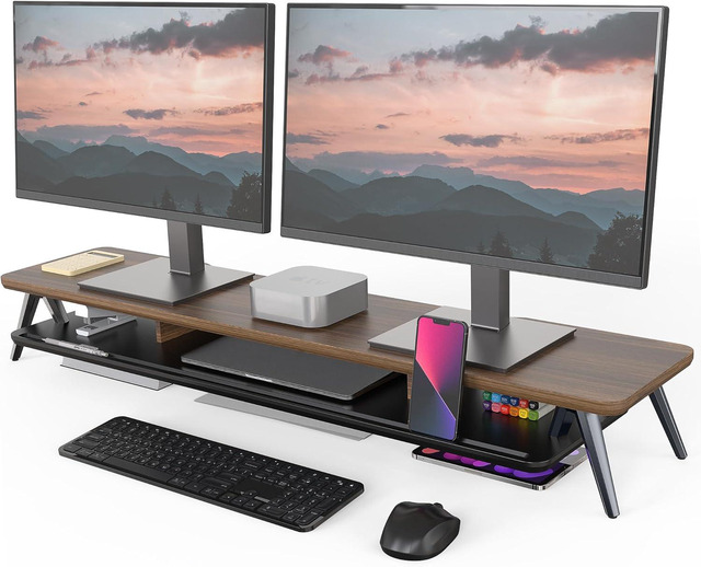 Everythingbamboo Monitor Stand – Bamboo Laptop Riser, Desk Shelf Organiser, Single Monitor