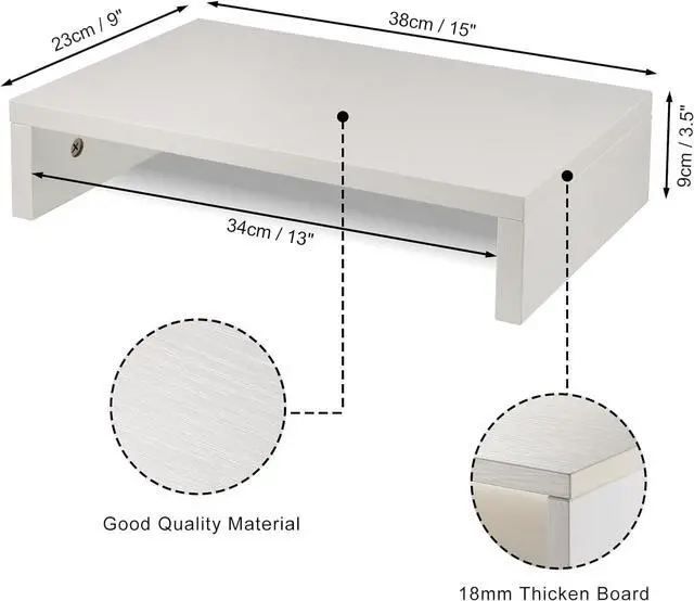 Alt view image 5 of 6 - Computer Monitor Stand Riser Wood 2 Pack Dual Monitor Stand Riser for 2 Monitors Shelf Stand Desk Organizers for PC Screen White