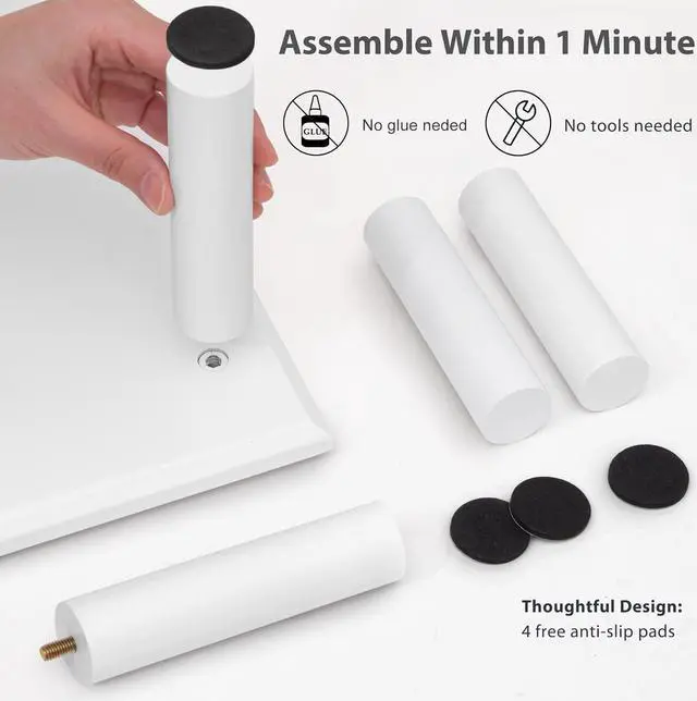 Alt view image 6 of 7 - Bamboo Dual Monitor Stand Riser White with 2 Heights Available, Desk Monitor Riser for 2 Monitors, Supports for PC Computer Monitor, Printer, Heavy TV Riser up to 130 lbs, White