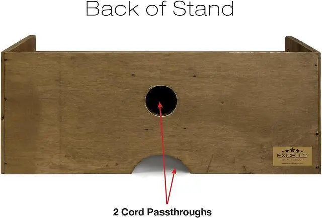 Alt view image 6 of 6 - Excello Global Products Wooden Monitor Stand: Includes Drawer for Desktop Organization of Notebooks, Pens, Pencils & Office Supplies (Brown)