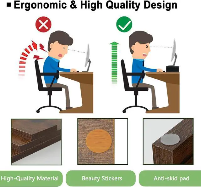 Alt view image 5 of 7 - TEAMIX 2 Pack Monitor Stand Riser-20 inch, Wood Monitor Stand, Desktop Organizer TV/Screen/PC/Printer/Laptop Riser, Computer Stand with Keyboard Organizer Desktop Stand, Monitor Riser