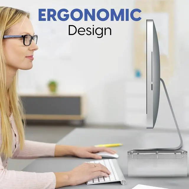 Alt view image 2 of 7 - Mammoth High Grade Heavy Duty Clear Acrylic Computer Monitor Riser Stand for Home and Office, 20" Wide Base with 50LBs Load