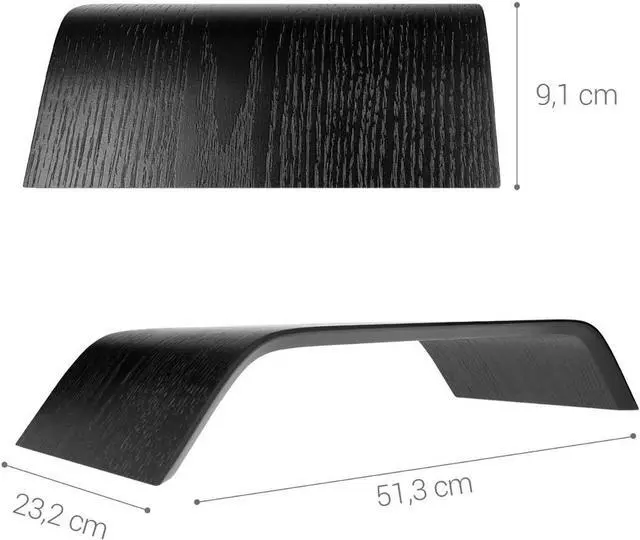 Alt view image 4 of 6 - kalibri Wood Monitor Stand Riser - Computer Desk Holder Desktop Dock Wooden Mount Display for PC TV Screen Notebook Laptop - Oak with Black Stain