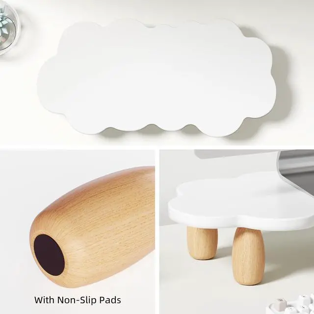 Alt view image 6 of 7 - Monitor Stand Riser,Sheep-Shaped Sturdy Wood Computer Monitor Riser, Laptop Monitor Stand, Multi-Purpose Desktop Organizer Riser for Computer, Laptop, Printer, TV,,White
