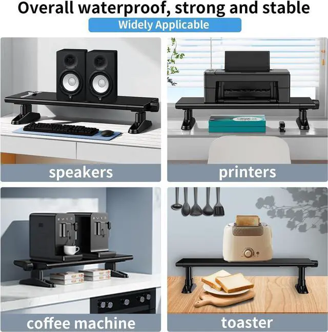 Alt view image 6 of 7 - Computer Monitor Stand Riser for Desk,4.5-6.3 Inches Freely Height Adjustable with Cellphone Holder,Multi-Purpose Desktop Organizer Monitor Stands Riser for Computer,Laptop,Printer,TV (BLack)