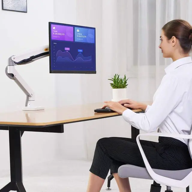Alt view image 2 of 6 - NB North Bayou Monitor Desk Mount Ultra Wide Full Motion Swivel Long Arm with Gas Spring for 22''-35''Monitors from 6.6 to 26.4lbs Height Adjustable Monitor Stand G70-W