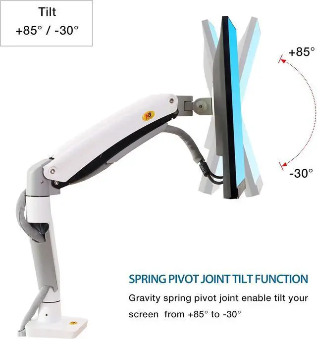 Alt view image 6 of 6 - NB North Bayou Monitor Desk Mount Ultra Wide Full Motion Swivel Long Arm with Gas Spring for 22''-35''Monitors from 6.6 to 26.4lbs Height Adjustable Monitor Stand G70-W