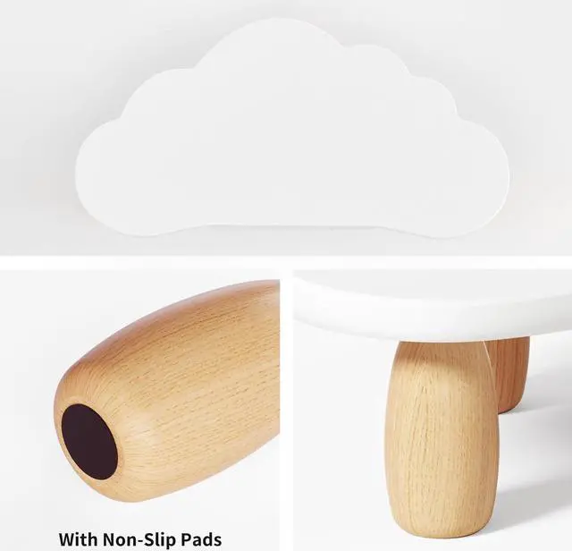 Alt view image 7 of 7 - Cloud-Shaped Sturdy Wood Computer Monitor Stand Riser With Drawer, Multi-Purpose Desktop Organizer
