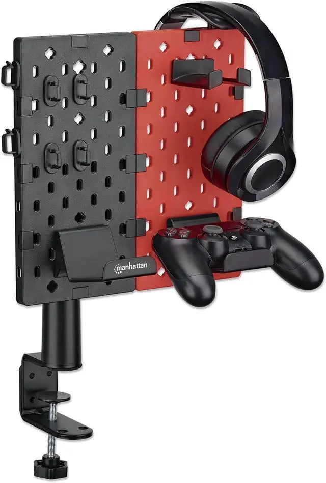 Main image of MANHATTAN Clamp-on Desk Pegboard  360 Degree Rotatable, Desk-Mount  Desktop Gaming & Office Organizer Accessories Holder  Lifetime Mfg Warranty  462518