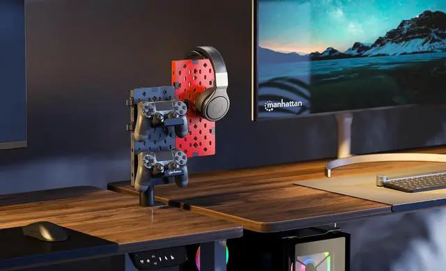 Alt view image 5 of 7 - MANHATTAN Clamp-on Desk Pegboard  360 Degree Rotatable, Desk-Mount  Desktop Gaming & Office Organizer Accessories Holder  Lifetime Mfg Warranty  462518