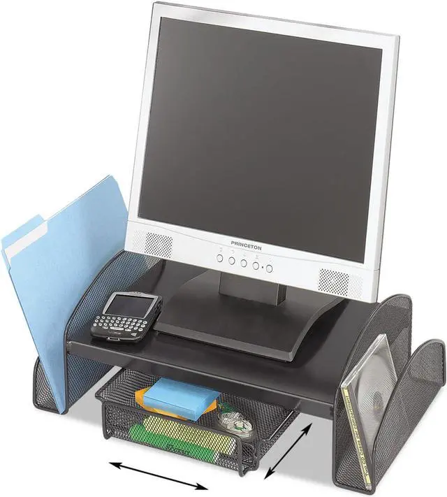 Alt view image 2 of 5 - Safco 3603BL Wood Desk Riser, Optimize Supplies and Monitor Heights, Organize Desk and Tables, 8.25 Inch Riser, Black