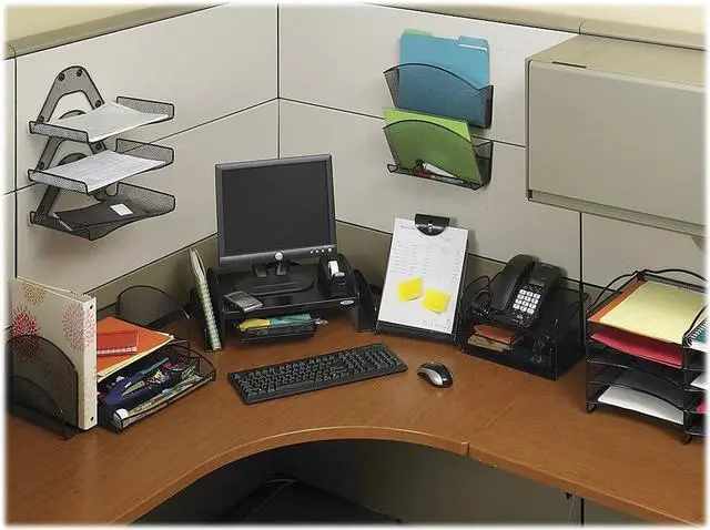 Alt view image 5 of 5 - Safco 3603BL Wood Desk Riser, Optimize Supplies and Monitor Heights, Organize Desk and Tables, 8.25 Inch Riser, Black