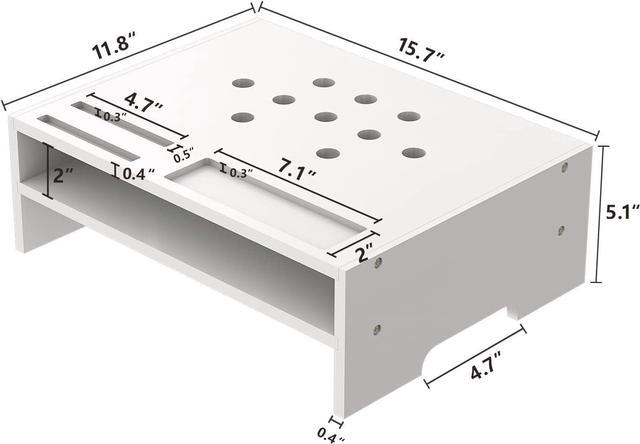 Alt view image 7 of 7 - Monitor Stand Riser with Storage Organizer Desktop with Cooling Holes Bamboo Laptop Riser Shelf for Office and Home Use 16.7x11.8x5 inch (White)