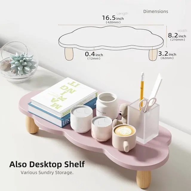 Alt view image 4 of 7 - Monitor Stand Riser, Cloud-Shaped Sturdy Wood Computer Monitor Riser, Laptop Monitor Stand, Multi-Purpose Desktop Organizer Riser for Computer, Laptop, Printer, TV, Purple