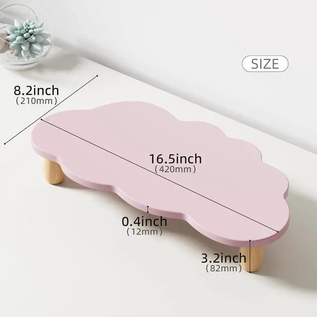 Alt view image 7 of 7 - Monitor Stand Riser, Cloud-Shaped Sturdy Wood Computer Monitor Riser, Laptop Monitor Stand, Multi-Purpose Desktop Organizer Riser for Computer, Laptop, Printer, TV, Purple