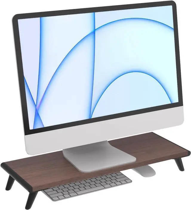 Main image of loukin Monitor Stand Riser for Desk, 22.4" x 8.3" Larger Computer Stand for Laptop, PC, Printer, Sturdy Desktop Computer Shelf with Non-Skid Rubber, Home Office (Brown)