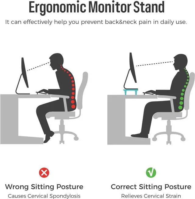 Alt view image 5 of 7 - loukin Monitor Stand Riser for Desk, 22.4" x 8.3" Larger Computer Stand for Laptop, PC, Printer, Sturdy Desktop Computer Shelf with Non-Skid Rubber, Home Office (Brown)