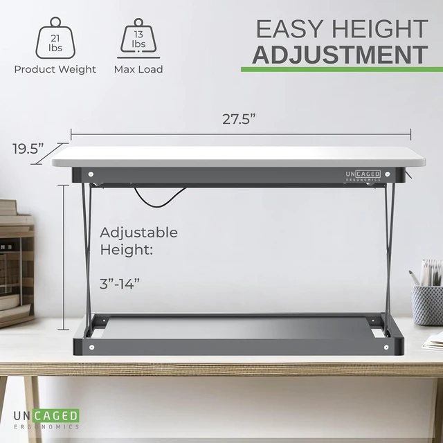 Alt view image 3 of 7 - CHANGEdesk Mini Desktop Standing Desk Converter - Adjustable Height Standing Desk Riser for sitting or standing Portable Standing Desk extender Stand Up Desk Riser Sit Stand Desk Converter for laptops