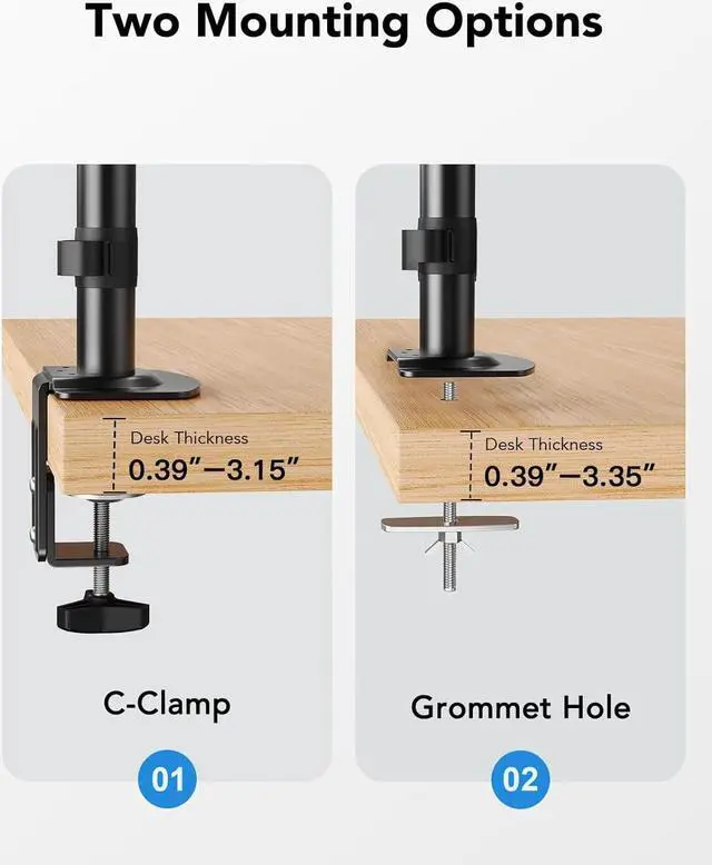 Alt view image 7 of 7 - HUANUO Dual Monitor Mount up to 32 inches Screens, Taller Monitor Stand Hold 19.8lbs, Dual Monitor Arm Desk Mount Easy Adjustable with Tilt, Swivel, Rotation, VESA 75/100mm