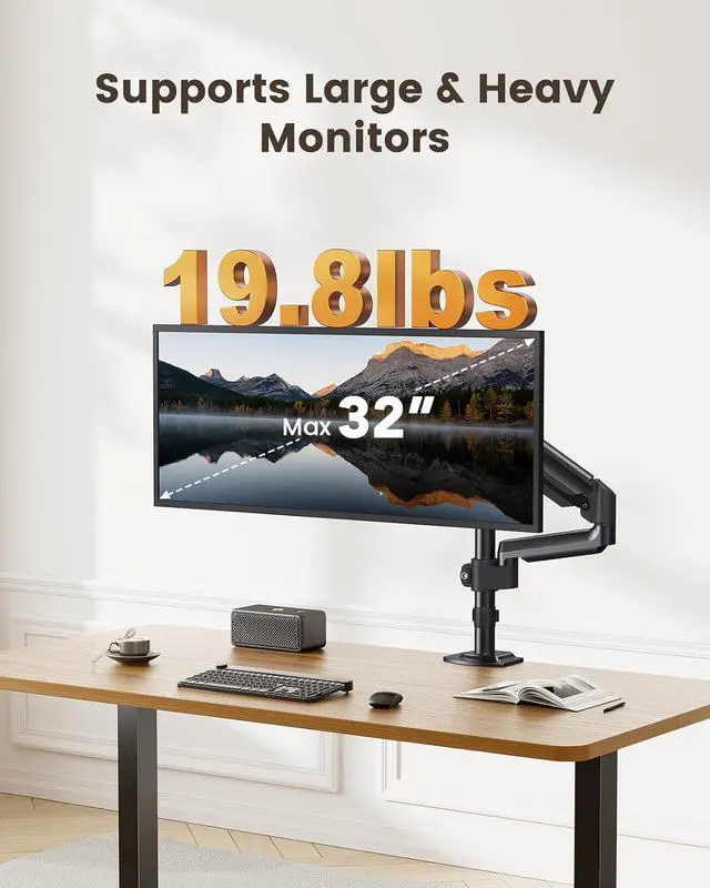 Alt view image 2 of 7 - ErGear Single Monitor Mount, Monitor Arm Desk Mount for 13-32 Inch Computer Holds 19.8 lbs,Stand for Desk with Swivel/Tilt/Rotation, VESA 75x75 or 100x100mm