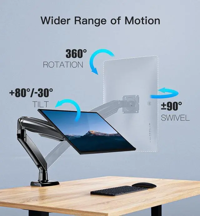 Alt view image 5 of 7 - HUANUO Ultrawide Monitor Arm for Max 35 inch Screens, Aviation-Grade Aluminum Heavy Duty Monitor Arm Holds 26.4lbs Computer Monitor, Adjustable Gas Springs Monitor Mount, VESA 75/100mm
