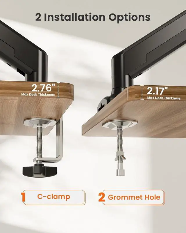 Alt view image 7 of 7 - ErGear Single Monitor Arm for 13-32 inch Screens, Adjustable Gas Spring Monitor Mount Holds up to 22 lbs, Computer Monitor Stand with VESA Mount, C-Clamp & Grommet Base, Max VESA 100x100mm, EGSS15B