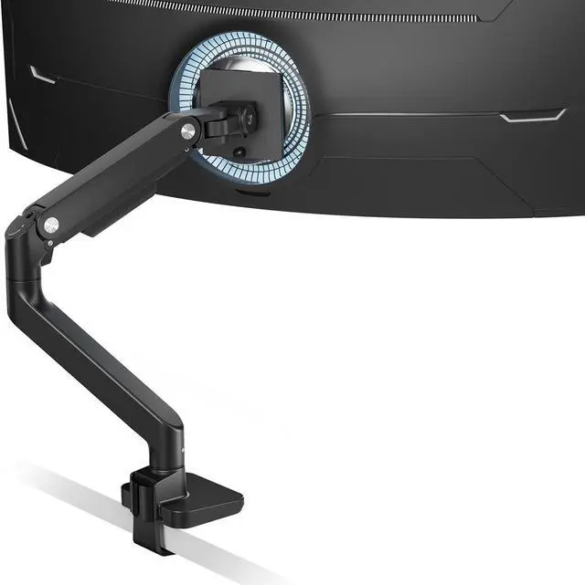 Main image of Ultrawide Monitor Arm for 17 to 49 Inch Heavy Duty Curved Monitor, Holds 44 Lbs, Adjustable Gas Spring Monitor Arm Desk Mount with C Clamp, Grommet Base, 75/100 Vesa Mount, Black