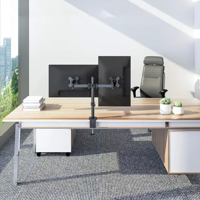 Alt view image 7 of 7 - ERGOMAKERDual Monitor Desk Mount, Fully Adjustable Dual Monitor Arm for 2 Computer Screens up to 27", Heavy Duty Dual Monitor Stand for Desk, Double Monitor Mount for LCD Screens