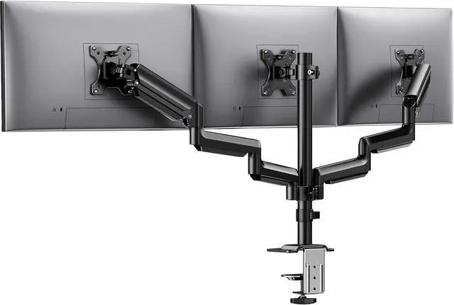 Main image of HUANUO Triple Monitor Mount for 13-27 inch Computer Screens, Triple Monitor Stand with Gas Springcore Arm Holds 17.6lbs, 3 Monitor Stand Desk Mount with Tilt, Swivel, Rotation, VESA 75x75, 100x100mm