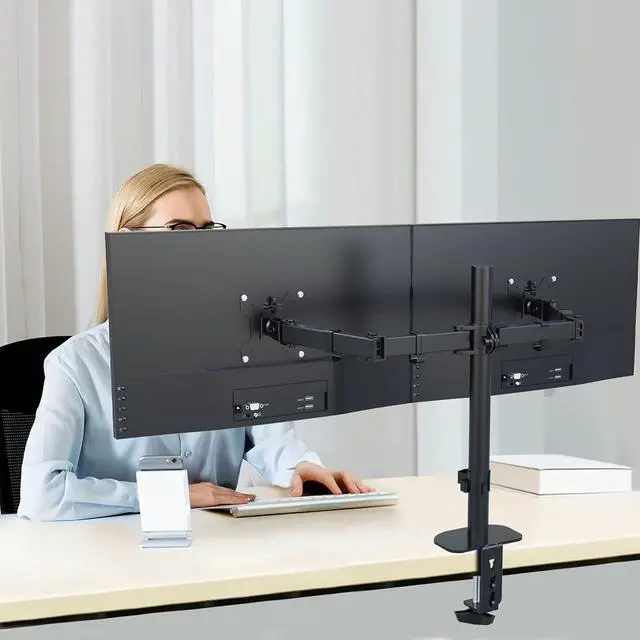 Alt view image 5 of 7 - Suptek Monitor Mount, Adjustable Dual Monitor Arm Desk Mount Heavy Duty Monitor Stand fit for 27 inch Monitor Screens up to 22lbs,Black(MD9442)