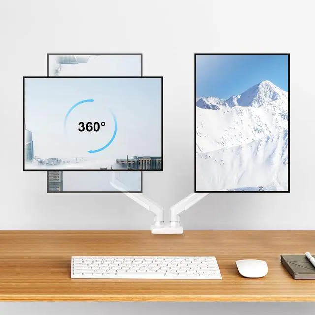 Alt view image 4 of 7 - Dual Monitor Mount Fits 13 to 32 Inch Computer Screen, Dual Monitor Arm Hold up to 19.8lbs Each, Full Motion Monitor Desk Mounts for 2 Monitors, Gas Spring Monitor Stand, VESA Mount, White