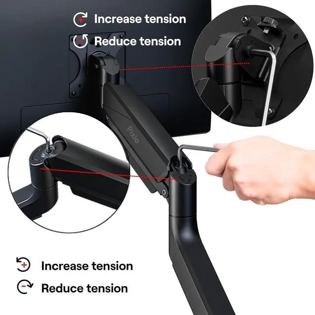 Alt view image 7 of 7 - Pixio PS2D Ultrawide Heavy-Duty Premium Dual Monitor Arm Stand Desk Mount - Fits up to 35 inches Two Monitors, Weights up to 33 lbs Each, Height Adjustable, Compatible with VESA 75x75mm 100x100mm
