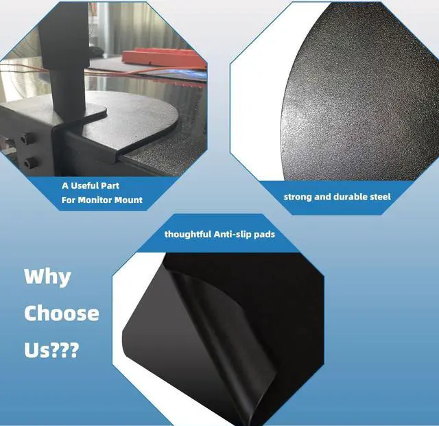 Alt view image 3 of 6 - Steel Monitor Mount Reinforcement Plate for Fragile Tabletop, Black, Fits Most Monitor Stand C-Clamp Installations