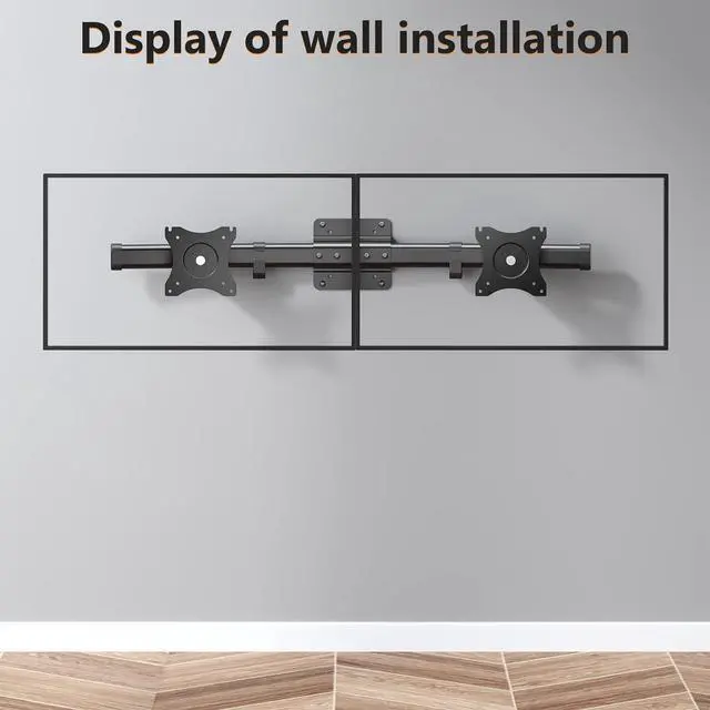 Alt view image 6 of 7 - WALI Dual Monitor Wall Mount, Single to Double Bracket Adapter, Horizontal Assembly Arm for 2 Screen up to 27 inch (012ARM), Black