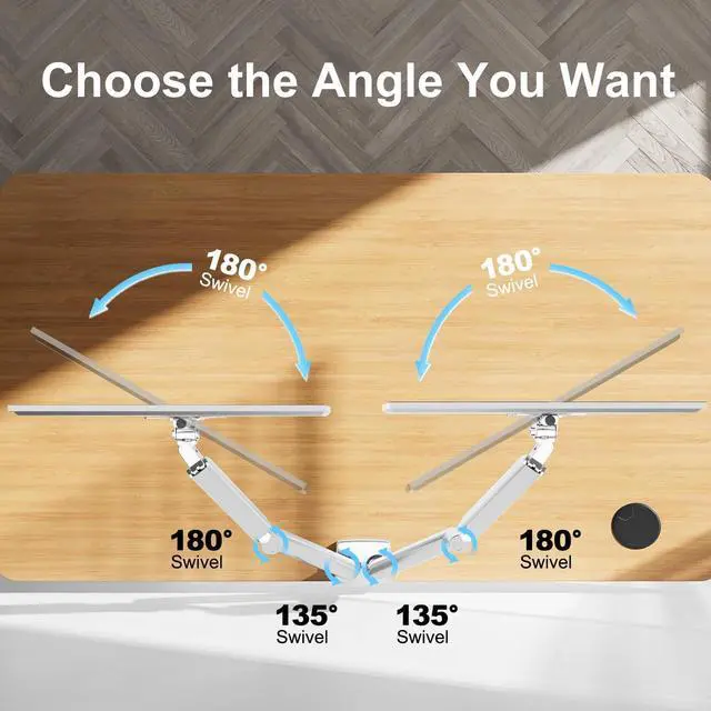 Alt view image 7 of 7 - Dual Monitor Mount Fits 13 to 32 Inch Computer Screen, Dual Monitor Arm Hold up to 19.8lbs Each, Full Motion Monitor Desk Mounts for 2 Monitors, Gas Spring Monitor Stand, VESA Mount, White