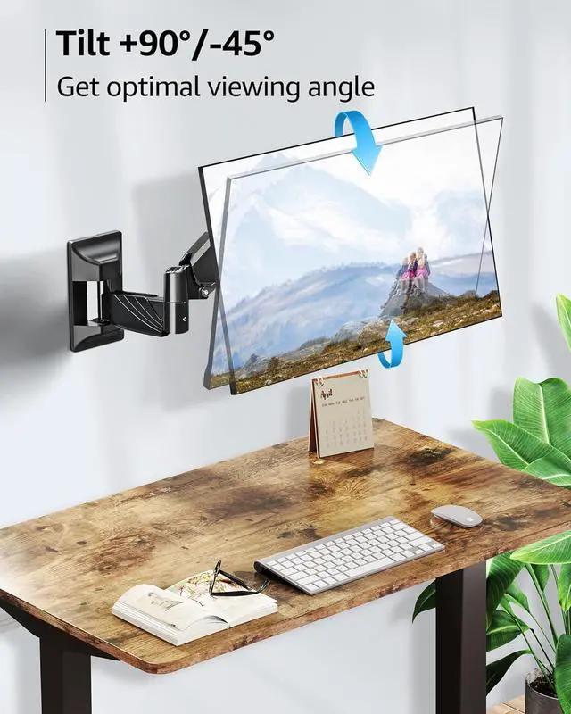 Alt view image 4 of 7 - MOUNTUP Monitor Wall Mount for 17-32 Inch Computer Screen, Wall Mounted Arm Support 4.4-17.6lbs Display, Gas Spring Monitor Arm, VESA Bracket for VESA 75x75mm and 100x100mm, Black