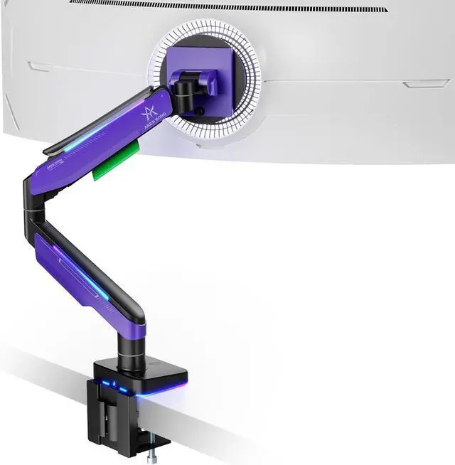 Main image of Monitor Mount for 17 to 49 Inch Curved and Ultrawide Monitor, Vesa Mount Support up to 44lbs, Adjustable Gas Spring Clamp and Grommet Desk Mount Monitor Stand, Purple