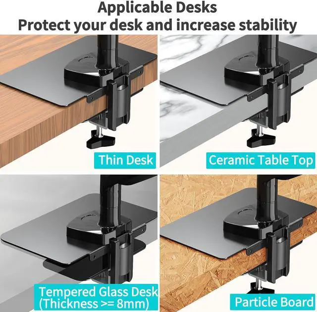 Alt view image 4 of 6 - MOUNT PRO Monitor Mount Reinforcement for Thin Desk and Other Fragile Table Tops, Steel Bracket Plate Fits Monitor Arm and Monitor Stand C Clamp Installation