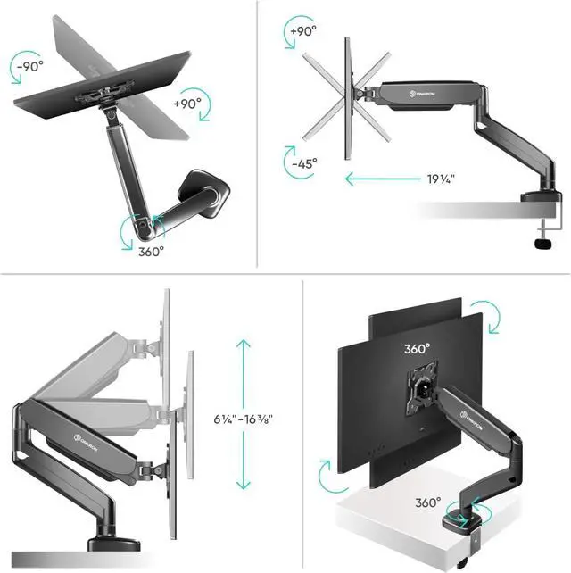 Alt view image 5 of 7 - ONKRON Single Monitor Mount for 13-32 Inch Screen up to 17.6 lbs, Gas Spring Monitor Arm VESA 75x75-100x100, Adjustable Computer Screen Mount for Desk with Swivel, Tilt, Rotation Black